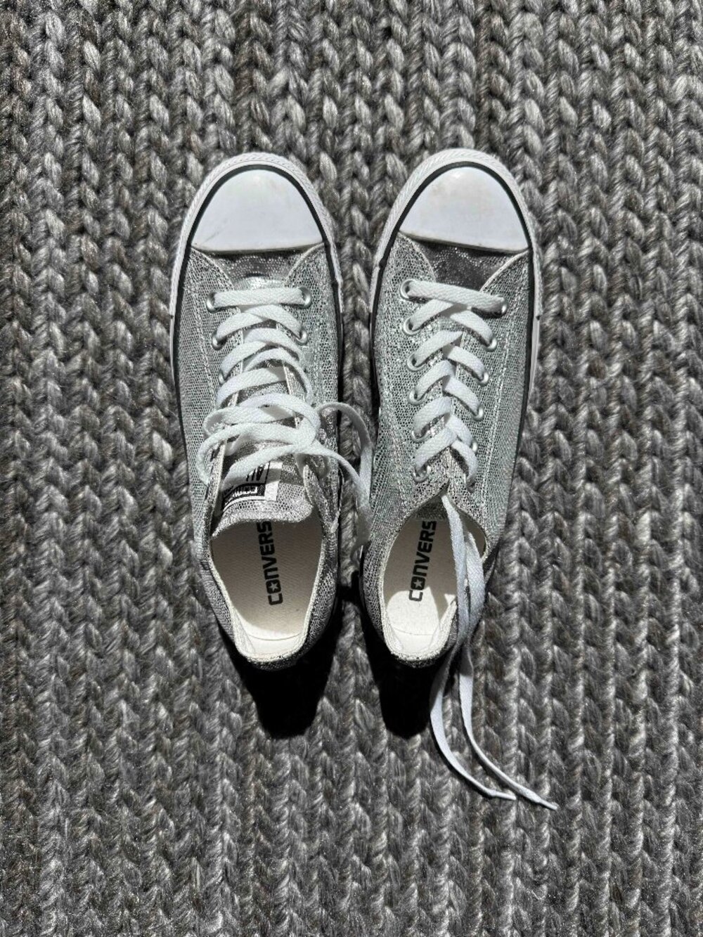 Converse All Star Silver Glittery Sneakers Women's Size 9